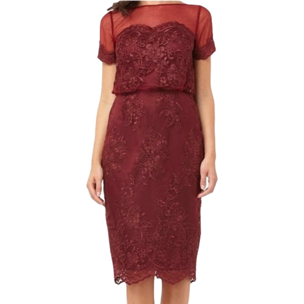 JS Collections maroon lace cocktail dress 4